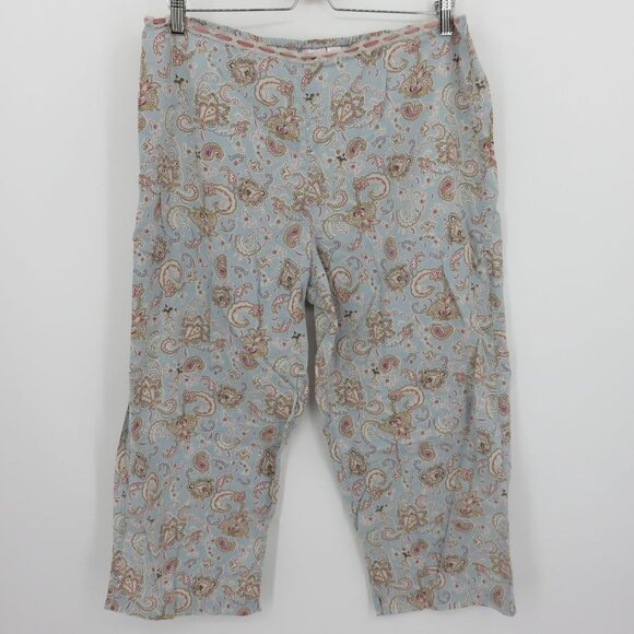 Victorias Secret Women Large Blue Paisley Scroll Crop PJ Pajama Pants Y2K 2003 - Picture 10 of 11